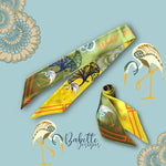 Load image into Gallery viewer, Jardin De Paris Yellow/Olive Silk Twilly Scarf
