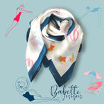 Load image into Gallery viewer, Beachclub ’20 White and Blue Silk Square Scarf
