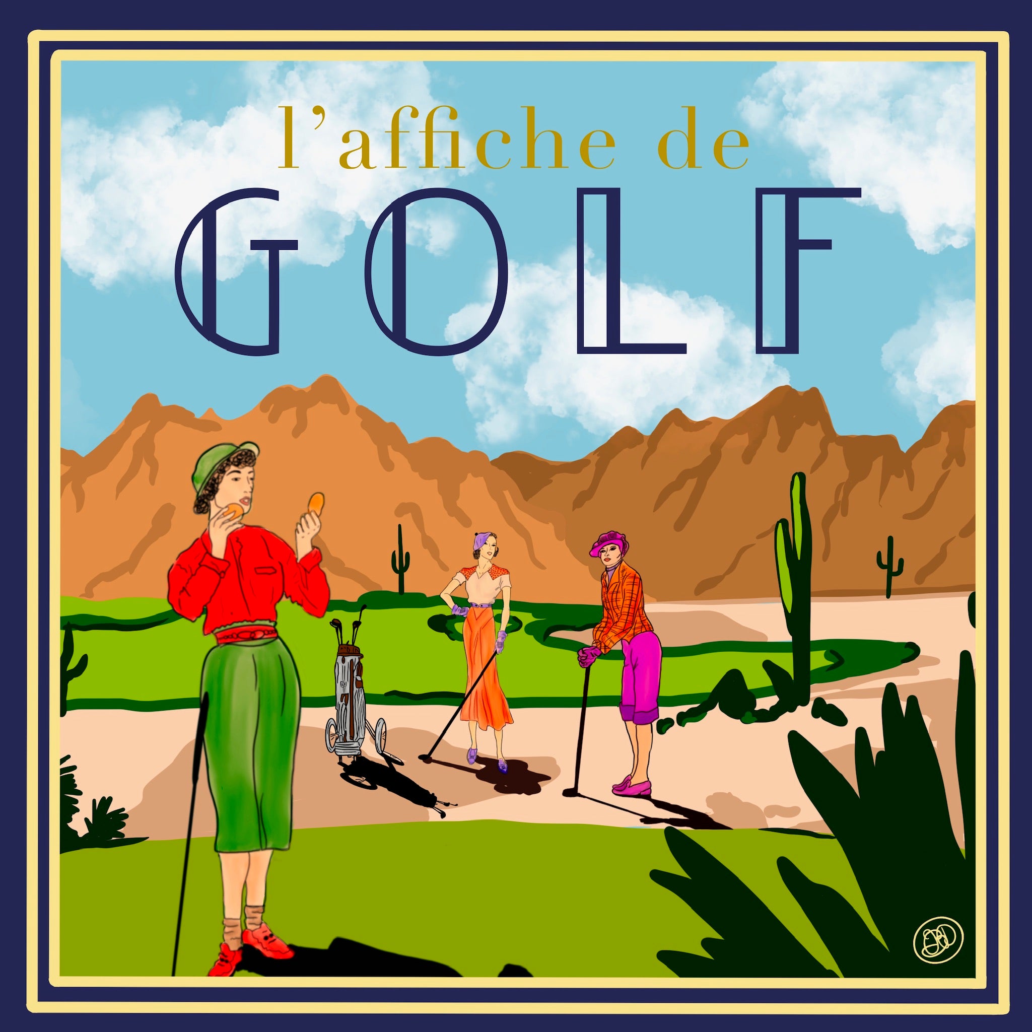 L'affiche de Golf Small Silk Square Scarf