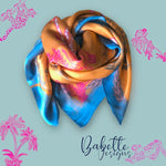 Load image into Gallery viewer, Wild Safari Orange Pink and Blue Silk Square Scarf
