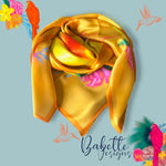 Load image into Gallery viewer, Aquarelle Flowers Orange and Yellow Silk Square Scarf
