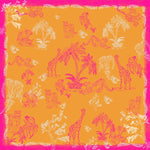 Load image into Gallery viewer, Wild Safari Orange and Pink Silk Square Scarf
