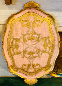 Vintage Unique Florentine Tray pink