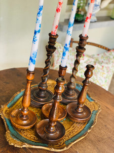 Antique set of English wooden Candlesticks