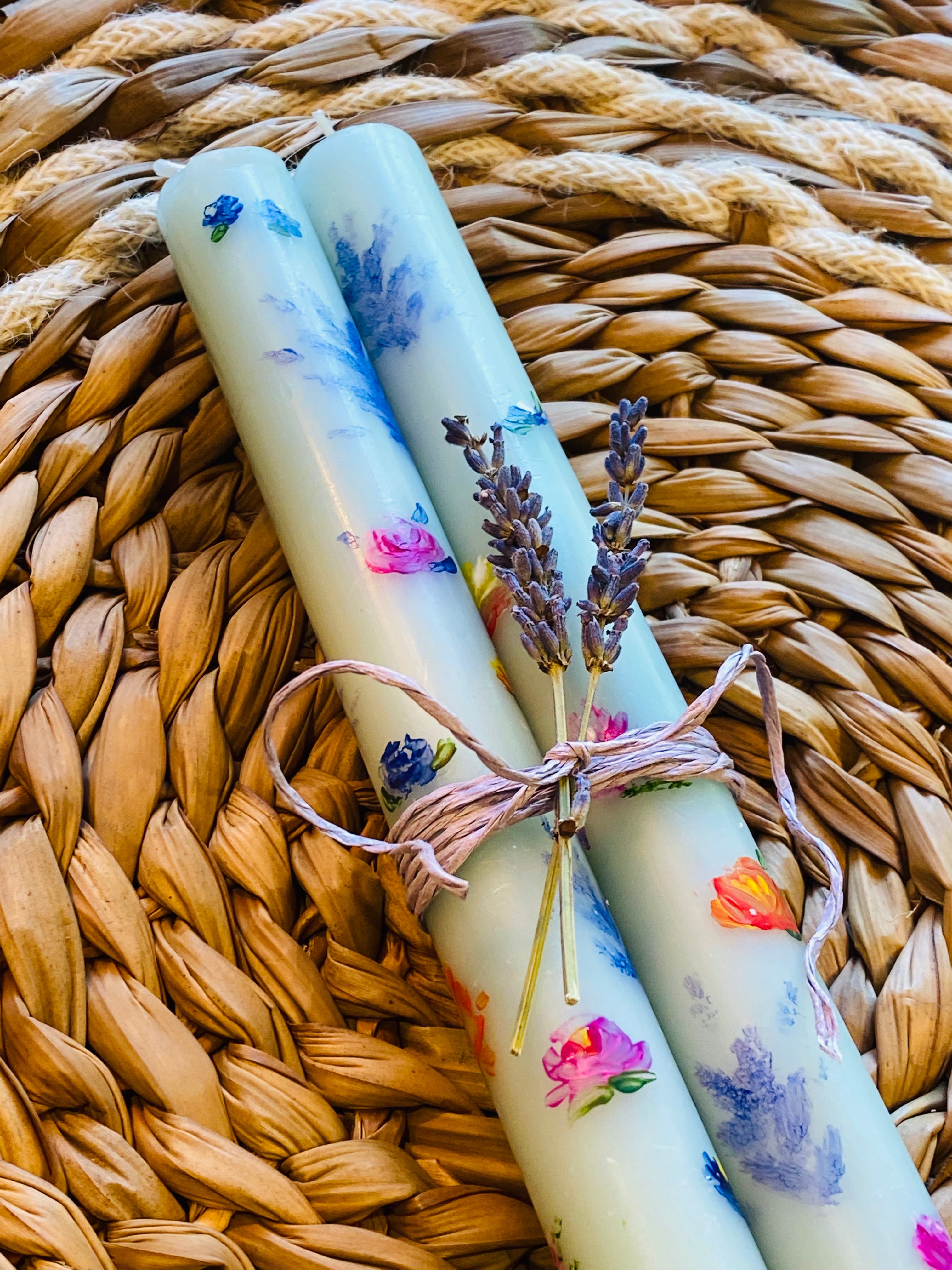 Hand Painted Candles Wildflowers
