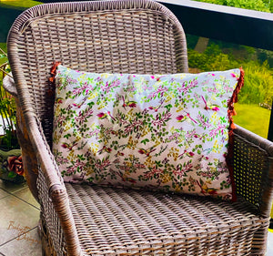 Garden Of Joy Luxury Velvet Cushion with fringes