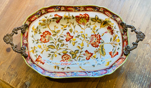 Antique porcelain and bronze serving dish Wong Lee 1895 Art Nouveau