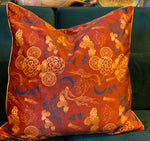 Load image into Gallery viewer, Moon Phase Koi Fish Luxury Velvet Cushion Rust

