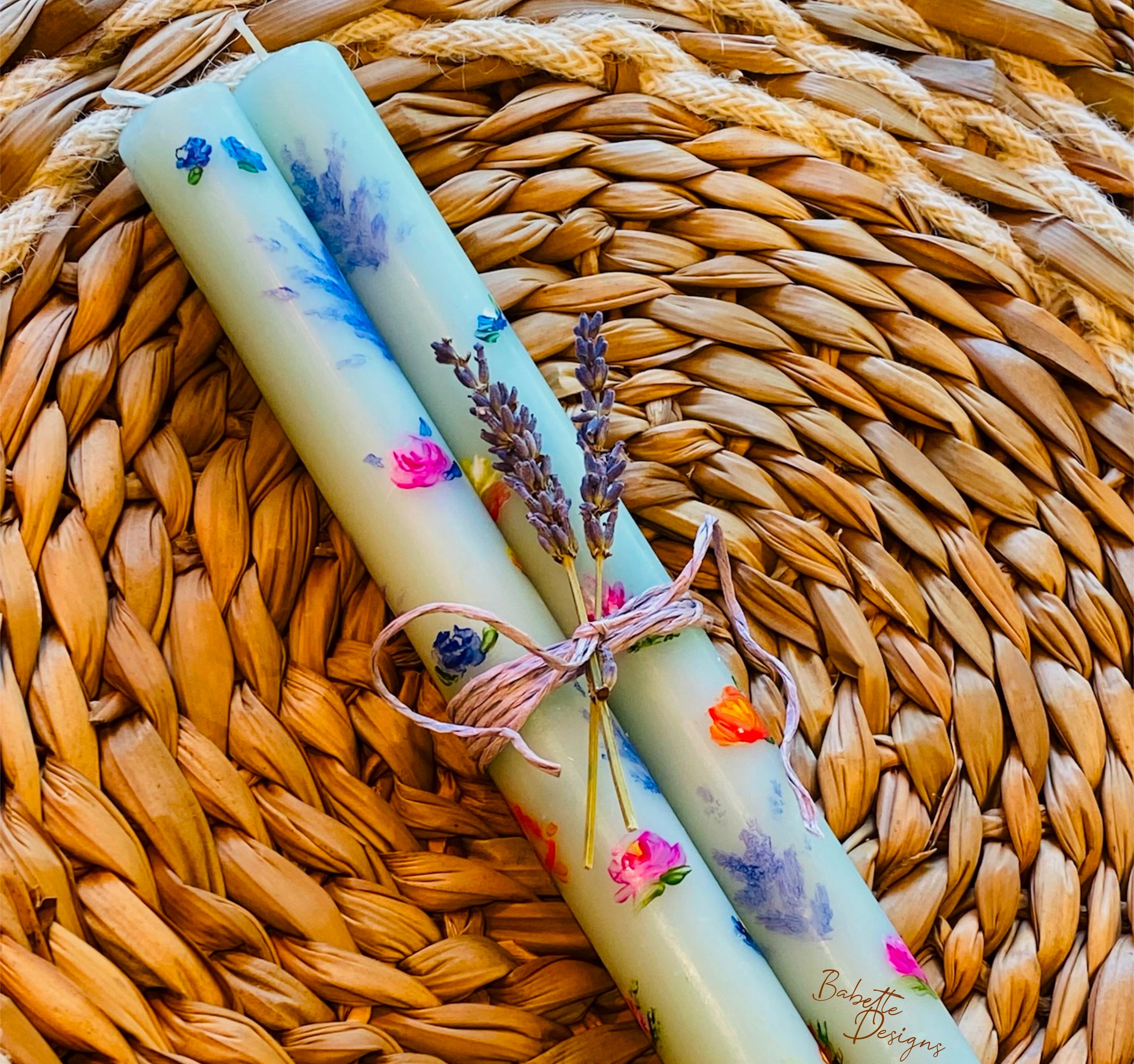 Hand Painted Candles Wildflowers