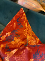 Load image into Gallery viewer, Moon Phase Koi Fish Luxury Velvet Cushion Rust
