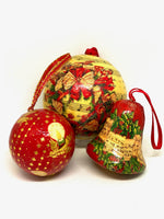 Load image into Gallery viewer, Christmas Décoration Old Papier Maché Christmas Balls (set 3)
